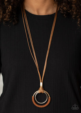 Paparazzi Elliptical Essence - Brown - Gold Hoops - Necklace & Earrings - $5 Jewelry with Ashley Swint