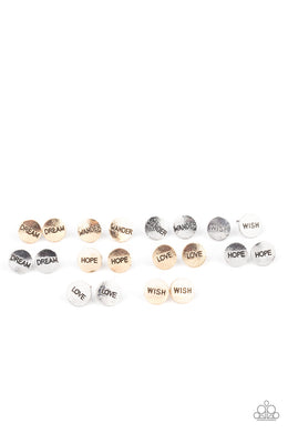 PRE-ORDER - Paparazzi Starlet Shimmer Post Earrings, 10 - ADORABLE INSPIRATIONAL WORDS! - $5 Jewelry with Ashley Swint
