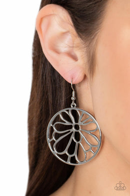 Paparazzi Glowing Glades - Silver - Flower Earrings
