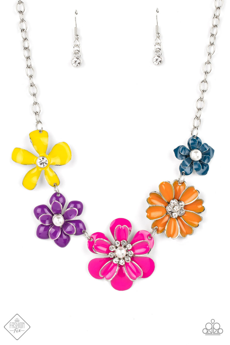 BRAND NEW on sale PAPARAZZI ZI COLLECTION 2013 MULTI FLOWER ZI NECKLACE & EARRING SET