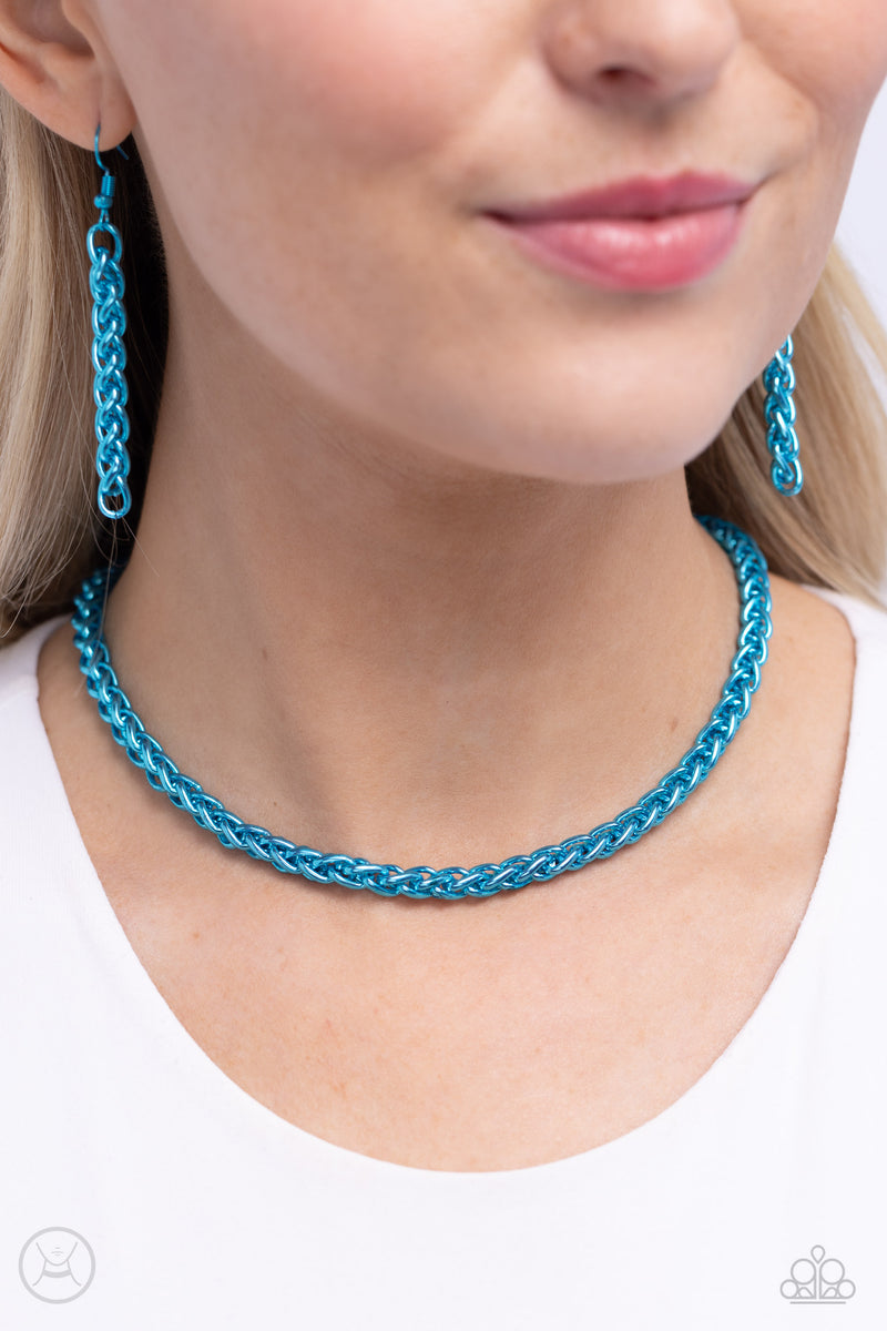 ALOR Grey Cable Choker Necklace with Turquoise Bead