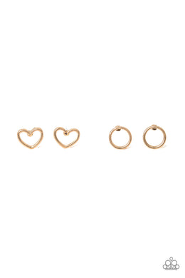 Paparazzi Starlet Shimmer Earrings - 10 - Gold Heart, Circles and Diamond Post Earrings - $5 Jewelry With Ashley Swint