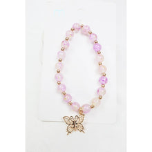 Load image into Gallery viewer, Marbled Butterfly Charm Glass Bead Bracelet