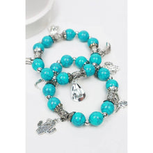Load image into Gallery viewer, Western Dangle Charm Turquoise Bracelet