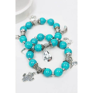 Western Dangle Charm Turquoise Bracelet