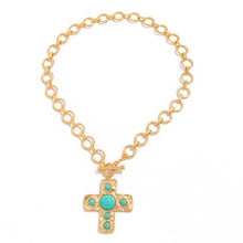 Load image into Gallery viewer, NOTABLE HAMMERED CROSS FRONT TOGGLE NECKLACE SHIPS 7-24