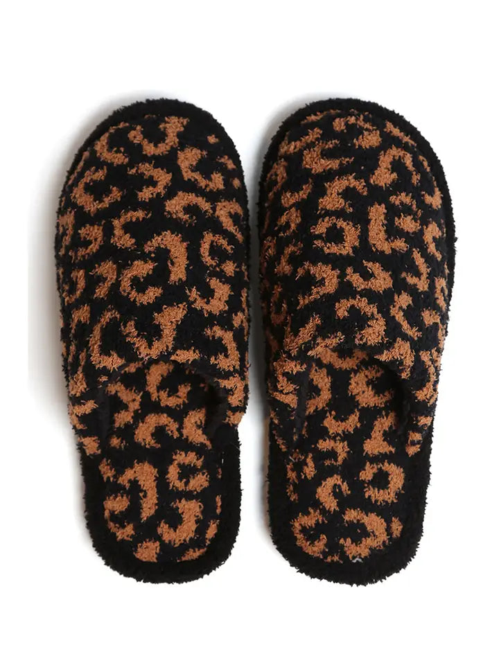 Leopard Print Fluffy Fuzzy Slippers