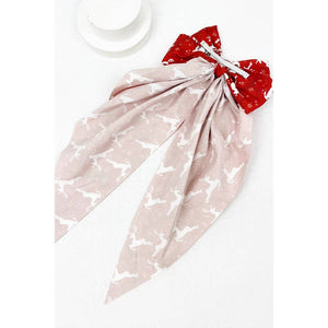 Christmas Pattern Long Tail Hair Bow