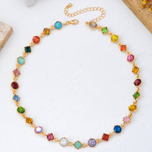 Load image into Gallery viewer, Multicolored Mixed-Shape Crystal Station Necklace SHIPS 7-24