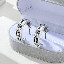 Load image into Gallery viewer, Cowgirl Engraved Silver Hoop Earrings SHIPS 7-24
