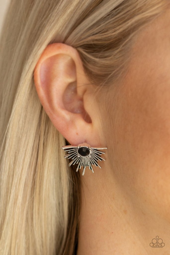 Paparazzi Starry Light Black Double-sided -  Post Earrings