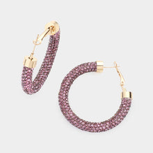 Load image into Gallery viewer, Rhinestone Pave Hoop Earrings