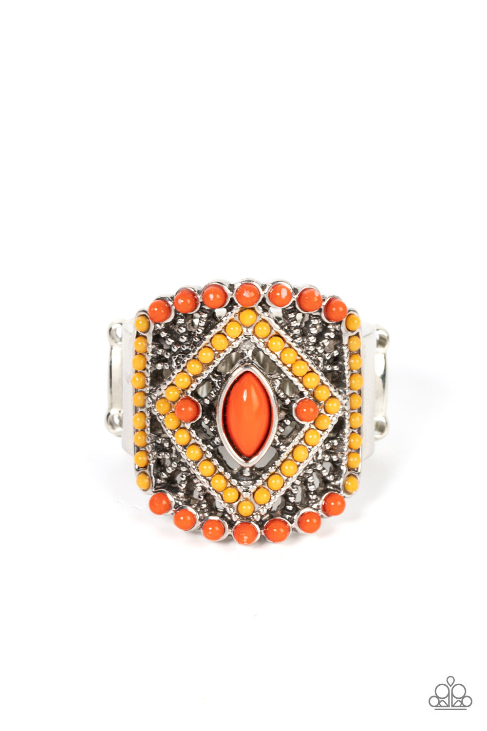 $5 Jewelry with Ashley Swint Paparazzi Written in The Star Lilies - Orange Rhinestones - Sand Dollar - Necklace & Earrings