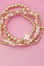 Load image into Gallery viewer, BOHO CROSS MULTI COLORFUL BEADED STRETCH BRACELET SHIPS 7-24
