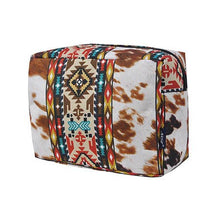 Load image into Gallery viewer, Tribal Cow Print Large Cosmetic Travel Pouch SHIPS 7-22