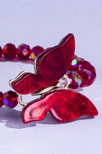 Butterfly iridescent Bracelets Red