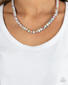 Paparazzi Gobstopper Glamour - White - Necklace & Earrings