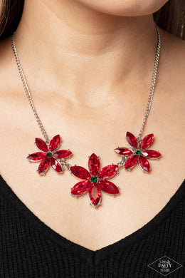 PAPARAZZI MEADOW MUSE - RED NECKLACE & EARRING NEW
