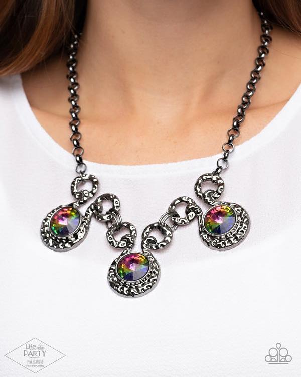 Paparazzi Hypnotized - Multi Oil Necklace - Pink Diamond Life of The Party Exclusive