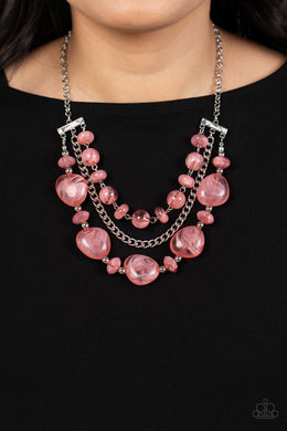 Paparazzi Oceanside Service Pink Necklace & Earrings