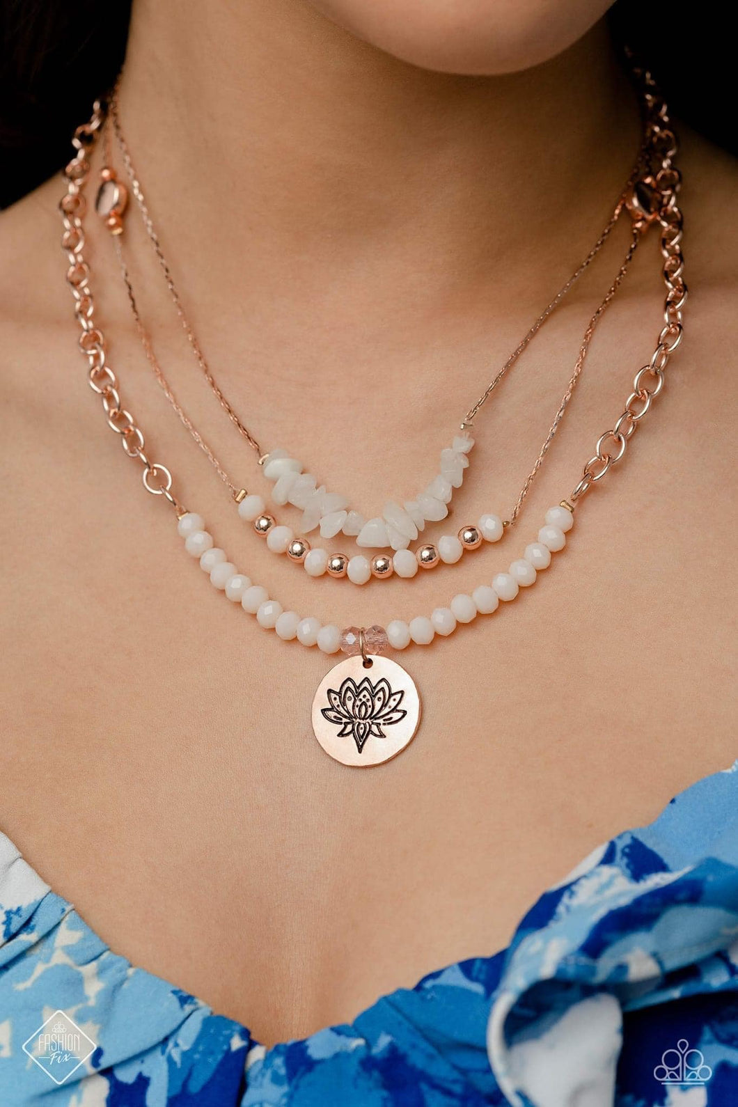 Paparazzi Lotus Luxury - Rose Gold - Necklace & Earrings