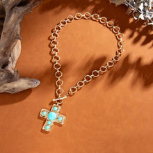 Load image into Gallery viewer, NOTABLE HAMMERED CROSS FRONT TOGGLE NECKLACE SHIPS 7-24