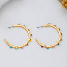Load image into Gallery viewer, Multi Color Gemstone Hoop Earrings SHIPS 7-24