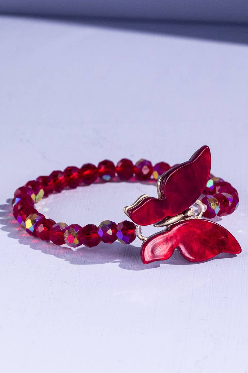 Butterfly iridescent Bracelets Red