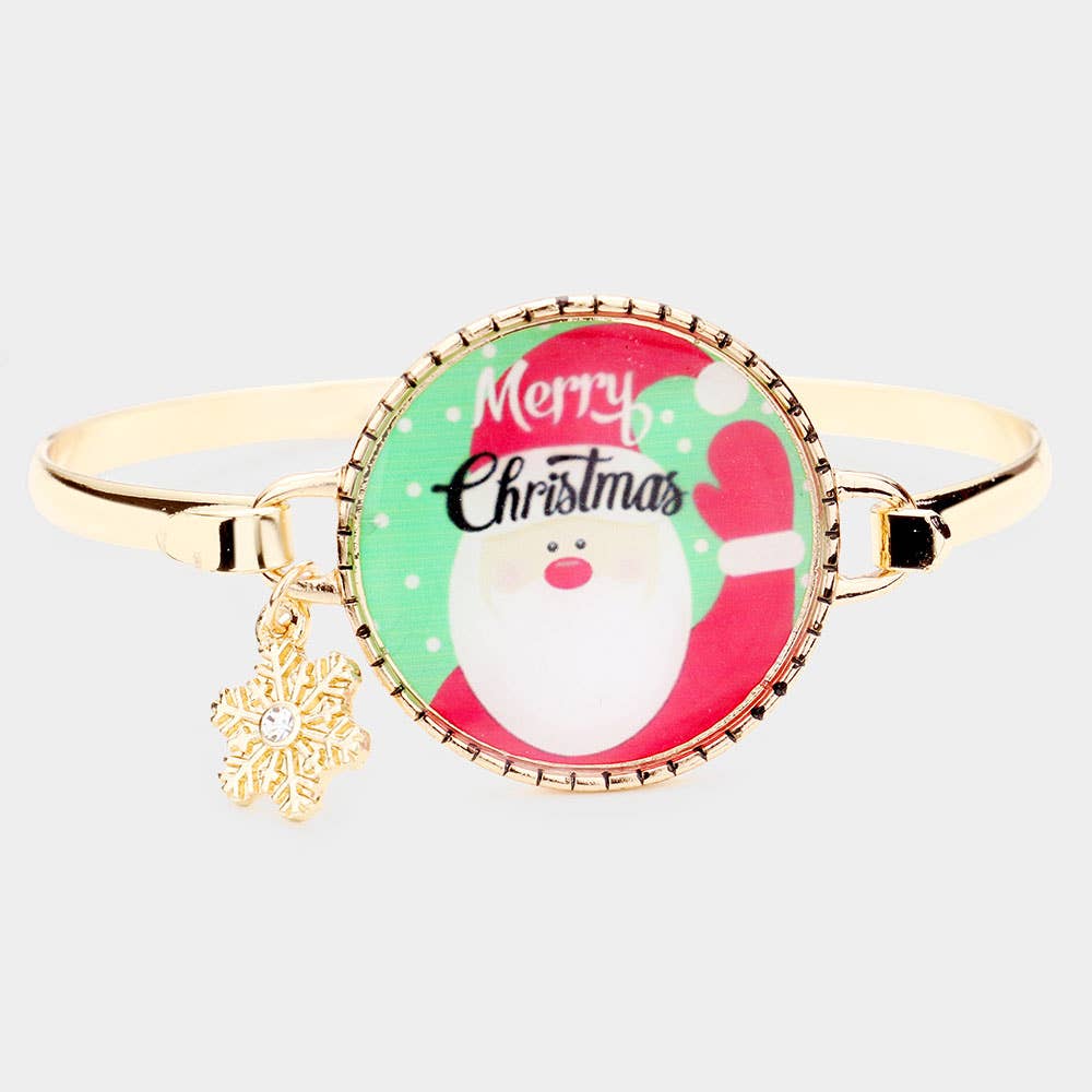 Santa Claus Print Snowflake Charm - Hook Bracelet