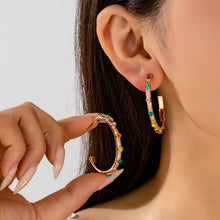 Load image into Gallery viewer, Multi Color Gemstone Hoop Earrings SHIPS 7-24