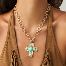 Load image into Gallery viewer, NOTABLE HAMMERED CROSS FRONT TOGGLE NECKLACE SHIPS 7-24