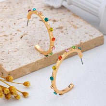 Load image into Gallery viewer, Multi Color Gemstone Hoop Earrings SHIPS 7-24