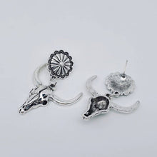 Load image into Gallery viewer, Western Style Metal Skull Bull Head - -Earring