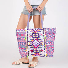 Load image into Gallery viewer, Boho Print Fringe Tote Bag