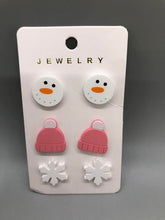 Load image into Gallery viewer, Snowman Earring Set 3 Pack - Snowman, Hat, Snowflake