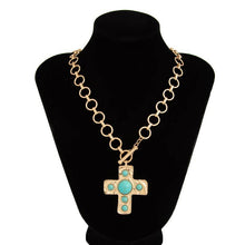 Load image into Gallery viewer, NOTABLE HAMMERED CROSS FRONT TOGGLE NECKLACE SHIPS 7-24