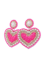 Load image into Gallery viewer, Heart Beaded Drop post Earrings