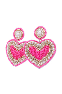 Heart Beaded Drop post Earrings