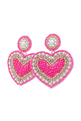 Heart Beaded Drop post Earrings