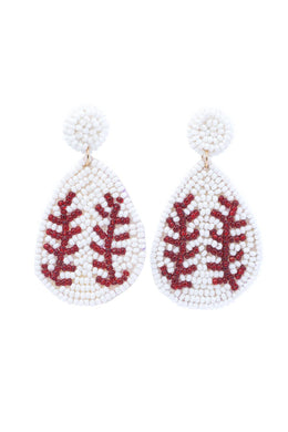 Baseball Bead Earrings