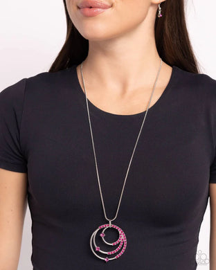 Paparazzi Ecliptic Elegance - Pink Necklace & Earrings