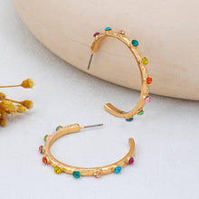 Load image into Gallery viewer, Multi Color Gemstone Hoop Earrings SHIPS 7-24