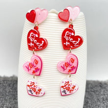 Load image into Gallery viewer, Sweet Love Triple Heart Charm - Earrings Valentine&#39;s Day