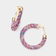 Load image into Gallery viewer, Rhinestone Pave Hoop Earrings