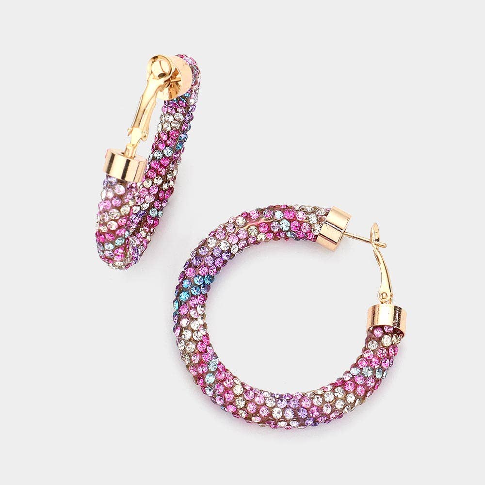 Rhinestone Pave Hoop Earrings