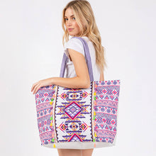 Load image into Gallery viewer, Boho Print Fringe Tote Bag