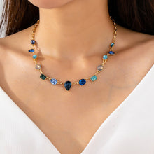 Load image into Gallery viewer, Ombré Sapphire-Hued Crystal Statement Necklace SHIPS 7-24