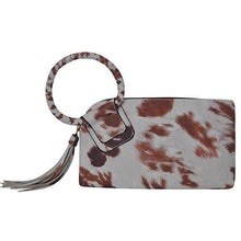 Load image into Gallery viewer, Cow Print Fashion Faux Leather Mini Purse With Fringe Tassel SHIPS 7-22