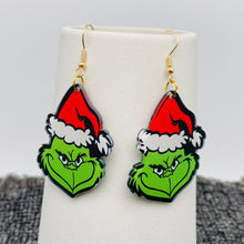 Load image into Gallery viewer, Grinch Wearing Christmas Hat - Dangle Earrings - Paparazzi $5 Jewelry with Ashley Swint