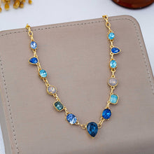 Load image into Gallery viewer, Ombré Sapphire-Hued Crystal Statement Necklace SHIPS 7-24